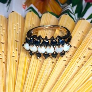 Midnight Sapphire and opal ring